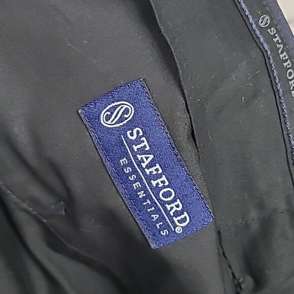 Stafford 42x32 Navy Blue Classic Fit Herringbone Twill Men's Dress Pants Uniform - Picture 7 of 10